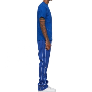 Custom Streetwear Summer Stacked Joggers Set Hombres Flared Chándal Camiseta de manga corta Chándal Conjunto - Product Image 3