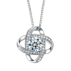 VANA High Quality Love Knot 925 Sterling Silver Four Leaf Clover Flower Fine Jewelry Pendants Necklace Fine Jewelry Jewelry Sets