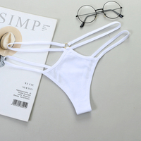 Nouvelles culottes string sexy pour femmes, couleur unie, taille basse, tricot tissé, logo amusant sur la taille