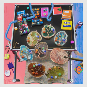 Colgante de Resina Reign de 45~60 mm, Cristal Grande y Colorido, Ecológico, con Tema de Amor, Tallado y Grabado DIY, Árbol de la Vida, con Envoltura de Seda - Product Image 3