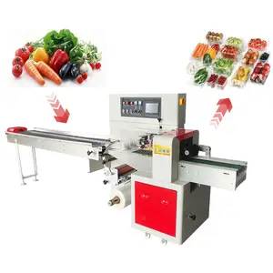 High Quality Fully Automatic Flow Pillow Cherry Tomato Blueberry Lettuce Fruit Vegetables Packing Machine