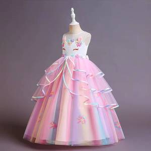 Vestido de niña con apliques de flores de unicornio, vestidos de princesa para niños, disfraz para fiesta de cumpleaños y boda, vestido Formal de noche - Product Image 6