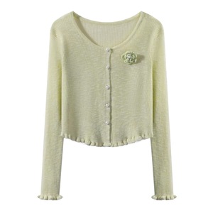 Women's Ice Silk Knitted <b>Cardigan</b> Short Jacket Breathable <b>Spring</b> Summer Loose Fit Single Breasted With Camisole - Product Image 2