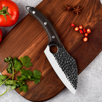 Pisau dapur tempa pegangan kayu, pisau daging untuk memasak koki, pengasah, pegangan kayu 6 inci