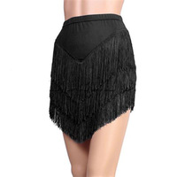 Jupe Courte de Danse Latine pour Femme, Sexy, Tricolore, Dos Nu, à Franges Irrégulières, Rouge Senba Dango 2025, en Polyester, Tutu et Jupes