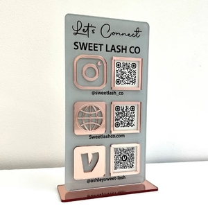 Đ<span class=keywords><strong>a</strong></span> biểu tượng tùy chỉnh dấu hiệu Acrylic QR mã đứng máy tính để bàn hiển thị kinh doanh xã hội phương tiện truyền thông dấu hiệu nhà máy - Product Image 1