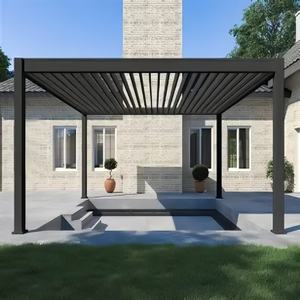 Pergola motorisée d'extérieur moderne Toit à persiennes en aluminium imperméable Pergola de jardin en métal <span class=keywords><strong>Couverture</strong></span> d'ombrage - Product Image 3