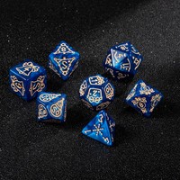 Jeu de dés polyédriques en acrylique personnalisé avec logo D4 D6 D8 D12 D20, motif flocon de neige gravé à l'or, pour jeux de rôle