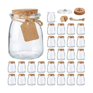 ホットセール100ml 200ml 7オンス丸いガラス食品缶詰瓶ヨーグルトプリンジャム蜂蜜ボトルコルク蓋付き - Product Image 1