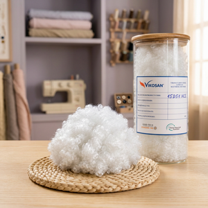 Fibres recyclées à bas prix, fibre creuse en polyester recyclé sans silicone, fibre synthétique en mèche 15D HD64mm pour tissu non tissé - Product Image 2