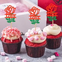 Rosen-Valentinstag-Tortenaufsatz Valentinstag-Rosen-Liebesgeständnis-Tortendekoration Heiratsantrag Verlobung Hochzeitstortendekoration