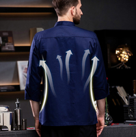Manteau de chef en coton à manches longues design classique de qualité supérieure avec fermeture éclair manteau de chef uniforme de cuisine de restaurant veste