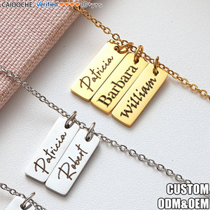 CAIOOCHE Collane <span class=keywords><strong>con</strong></span> Ciondolo Personalizzato in Acciaio Inossidabile Impermeabile, Incisione Personalizzata, Placcato Oro, Anti-Appannamento, Gioielli all'Ingrosso, Regalo - Product Image 1