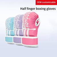 Gants de boxe MMA demi-doigts en gros, absorption des chocs, rembourrage épais en mousse, support de poignet réglable pour l'entraînement aux arts martiaux
