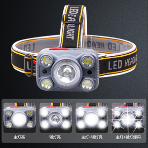 LED Headlamp Rechargeable USB Touch <b>Sensor</b> 50000Hr Working Time Outdoor Camping <b>Lighting</b> With <b>Battery</b> Level Display - Product Image 2