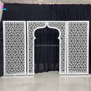 LEDA estilo marroquí blanco hueco patrón arco Panel telón de fondo FONDO DE Metal para decoración de eventos de boda - Product Image 3