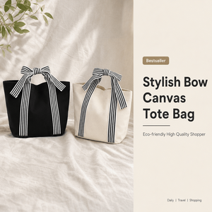 <span class=keywords><strong>Sac</strong></span> fourre-tout mignon style coquette avec nœud, <span class=keywords><strong>sac</strong></span> à bandoulière en toile rayé noir et blanc, <span class=keywords><strong>sac</strong></span> à <span class=keywords><strong>main</strong></span> esthétique de style français pour femmes et adolescentes, cadeau - Product Image 1