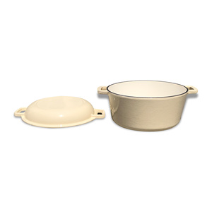 Produto de Fábrica Chinesa - Panela Redonda de Ferro Fundido Esmaltada Branca com Tampa - Product Image 5