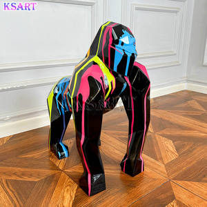 Abstrait gorille King Kong oeuvre dessin animé sculpture galvanisée chrome fluide <span class=keywords><strong>peinture</strong></span> exposition d'art - Product Image 2