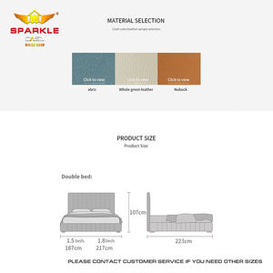 Meubles de chambre à coucher OEM, lits doux, taille complète/queen, cadre en bois, tissu en cuir personnalisé, lit doux de luxe - Product Image 4