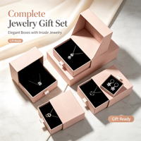 Boîte à bijoux rose poudré avec logo personnalisé, doublée de velours, emballage cadeau en gros pour colliers et boucles d'oreilles