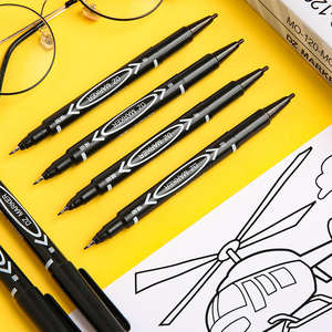 ドローイング用カスタムブラックマーカー10パックデュアルファインチップ永久CDマーカーペンセットアートドローイングスケッチDooding - Product Image 3