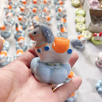 Xiaohongshu Hype Crystal Glaze Little Horse Ceramic Spinning Ornament Decorative Desktop Stress-Relief Gadget Cute Healing Small