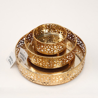 Plateaux en métal doré de luxe personnalisés de haute qualité 3 pièces décoration de table jetable pour les fêtes Ramadan Eid médaille plaquée mode