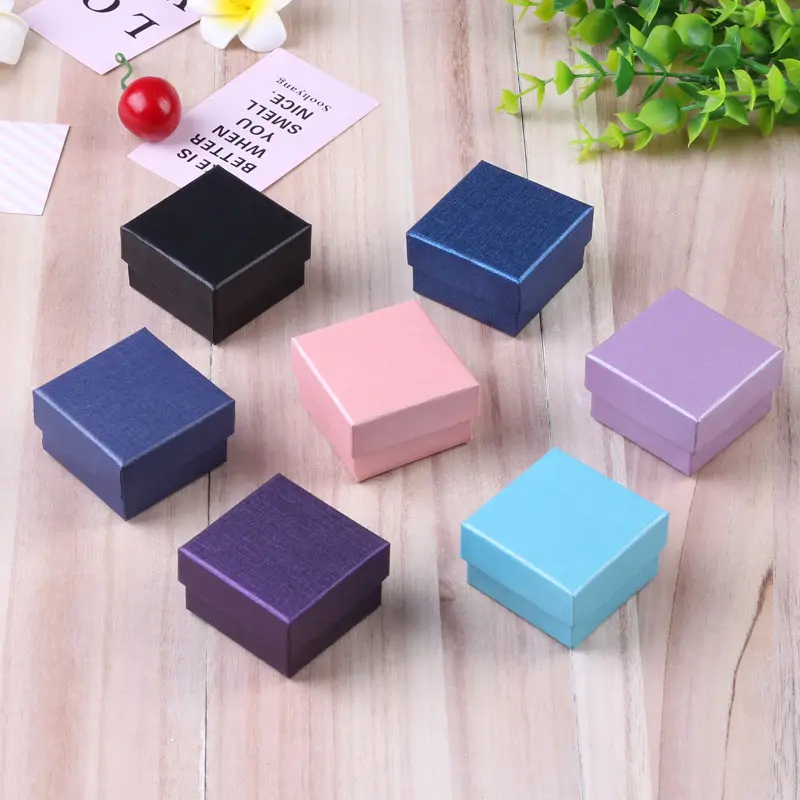 Fast Delivery 5x5x3cm Luxury Wholesale Custom Logo Printing Colorful Mini Paper Ring Packaging Jewelry Box