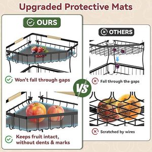 Double Layer Corner Fruit Basket Black Standing Type Durable Kitchen Vegetable <b>Storage</b> Shelf - Product Image 4