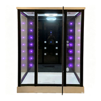 Salle de vapeur rectangulaire moderne de luxe avec fonction de massage intégrée, température réglable, haut-parleur Bluetooth, cadre en aluminium, acrylique