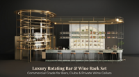 Kiosque de bar de luxe tout-en-un avec comptoir incurvé en marbre vert, présentoir de bouteilles en forme de tour dorée, étagère arrière en verre, LED personnalisée 3D OEM gratuite