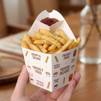 Boîte d'emballage en papier pour frites avec porte-sauce, personnalisable avec logo et photo, prix de gros