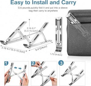 Laptop <b>Stand</b> Laptop Holder Riser Computer <b>Tablet</b> <b>Stand</b> Adjustable Aluminum Ergonomic Foldable Portable Desktop Holder Com - Product Image 2