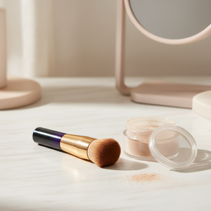 Pinceau à fond de teint ovale, doux et portable, manche en ABS, mini pinceau à poudre pour les voyages et les débutants - Product Image 2