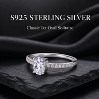 Bague ovale en moissanite en argent S925, un carat, sertie de quatre griffes, avec galerie ouverte sur l'épaule, bijoux de fiançailles pour femme