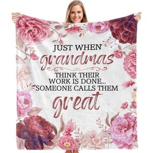 <b>Pink</b> Floral Grandmother Quote Grandma Flannel <b>Blanket</b> Throw <b>Blanket</b> Nap <b>Blanket</b> Machine Washable Fade Resistant Custom Print - Product Image 2