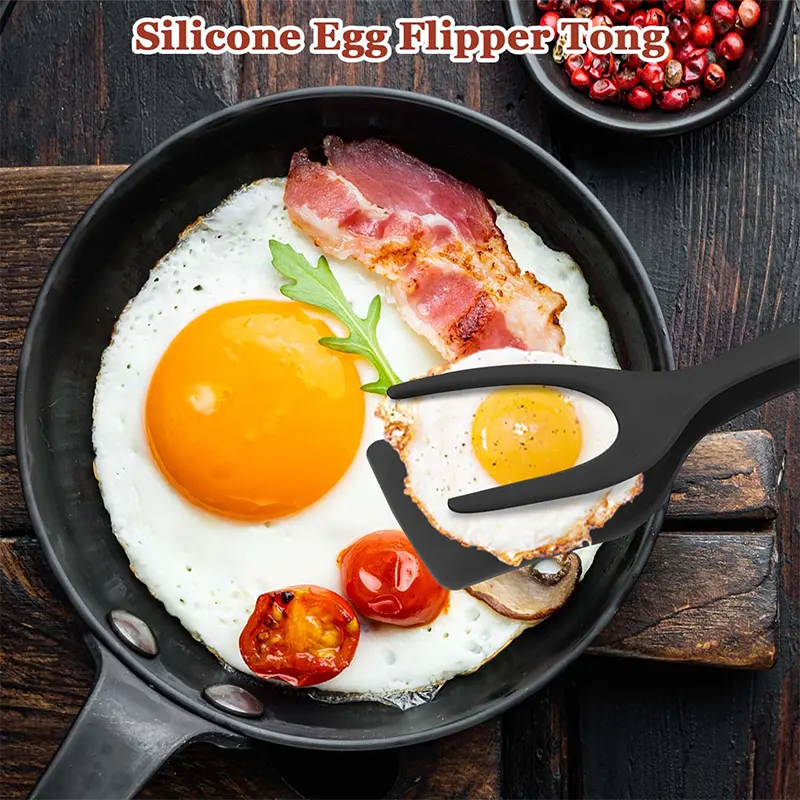 2 In 1 Grip And Flip Spatula Tongs 2 In 1 Spatula And Tongs Egg Flipper Spatula Pancake Fish French Toast Omelet Making