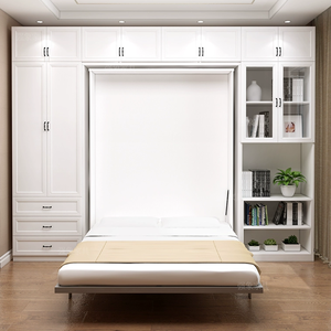 Custom Made moderno multifunzionale salvaspazio camera da letto mobili letto a parete con libreria girevole Murphy Set letto a parete - Product Image 3