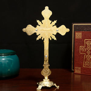 HT nuevo religioso Metal artesanía Iglesia católica Jesús para templos apóstoles crucifijo decoración del hogar Cruz de pie religión regalo - Product Image 6