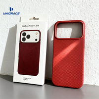 Coque de téléphone magnétique UNIGRACE en cuir de qualité supérieure avec texture en fibre de carbone pour Iphone 12 13 14 15 16 17 air Pro Max