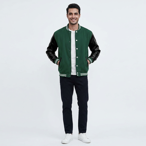 2025 Custom <b>Men's</b> Windproof Lettermen <b>Jacket</b> Long Sleeve Stand Collar Oversize Varsity Design Winter Wear <b>Letter</b> Pattern Front - Product Image 1