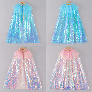 Capa de Lentejuelas de Sirena para Niñas 2026, Disfraz de Princesa para Halloween, Chal Brillante para Bebés y Niñas Pequeñas, Disfraz para Fiesta de Cumpleaños y Actuaciones Escénicas - Product Image 2
