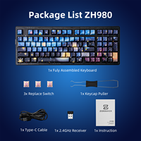 Teclado Mecánico para Juegos Zornher ZH980 Tri-Modo Starry Sky, Iluminación RGB Programable, Inalámbrico para Deportes Electrónicos, Oficina