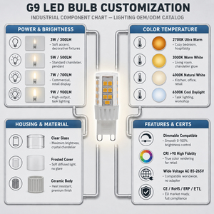 หลอดไฟ LED G9 ปรับความสว่างได้ ไม่กระพริบ SMD 2835 2700K ถึง 6000K แสงสีขาว สำหรับใช้ภายในอาคาร เช่น โรงแรม - Product Image 2