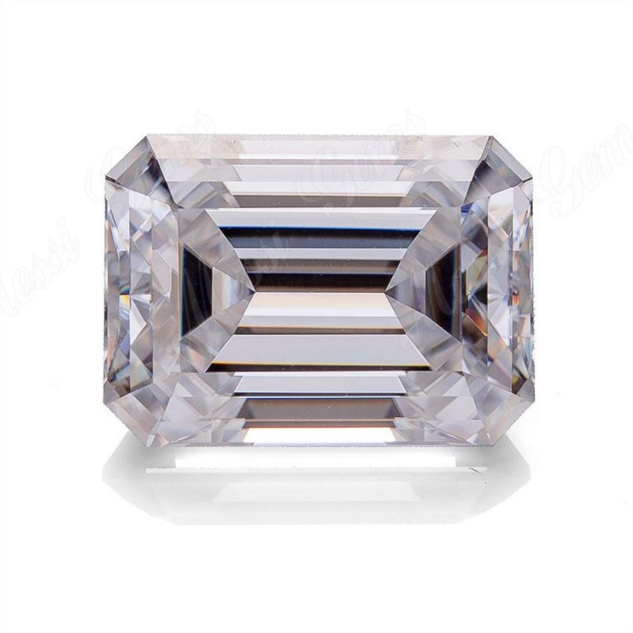 D color emerald cut moissanite
