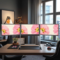 Moniteur portable triple écran de 15,6 pouces, support ergonomique réglable, résolution FHD, vente chaude pour les petites réunions