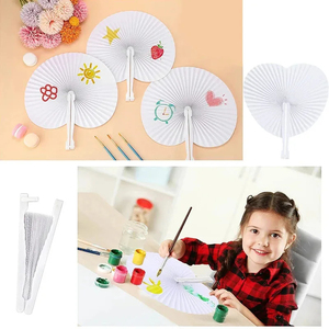 10 pièces blanc pliant ventilateur coeur forme circulaire blanc papier ventilateurs à main mariage extérieur rassemblements fête <span class=keywords><strong>anniversaire</strong></span> mariage décor - Product Image 2