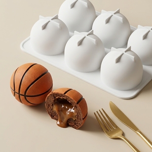SILIKOLOVE Moule à gâteau en silicone de qualité alimentaire, antiadhésif, sans BPA, en forme de ballon de <span class=keywords><strong>basket</strong></span>, 6 cavités, certifié LFGB Platinum - Product Image 1