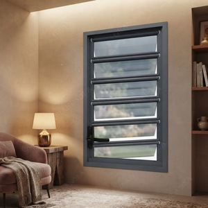 Fenêtre à persiennes en verre avec cadre en aluminium, lames en verre trempé, ventilation réglable, fenêtre à persiennes pour projets <span class=keywords><strong>de</strong></span> construction - Product Image 3